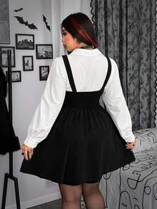 SHEIN Whyspr Bộ 2 chiếc váy sơ mi phong cách Halloween cỡ lớn màu tối - màu đen - Xem 3