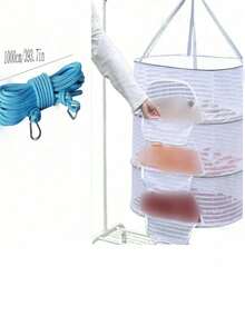 SHEIN Foldable Drying Net With Insect Barrier Cover - Stainless Steel Frame Multi-Purpose Mesh Rack For Balcony Patio Garden Laundry & Produce Space Saving Quick Setup