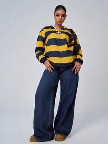 Jeanoix Quần dài thêu họa tiết thường ngày thời trang cỡ lớn dành cho nữ - Rửa tối - Xem 3