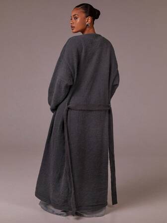 Athîral Women's Casual Solid Color Long Cardigan, Versatile For Autumn/Winter,Fall