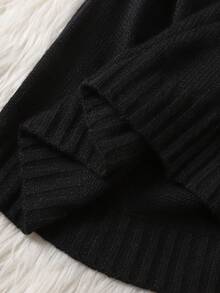 SHEIN 少女宽松圆领缀饰针织毛衣，秋冬休闲百搭百搭上衣