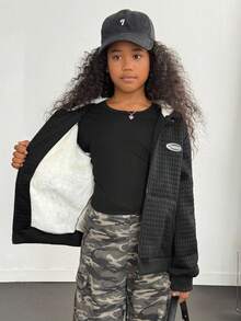 Tween Girl Casual Thermal Lined Hooded Jacket, Autumn/Winter Fall - Multicolor - View 8
