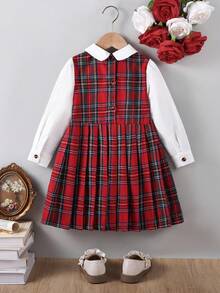 1pc Young Girl Dress,Collegiate Style Outfit - Multicolor - View 2