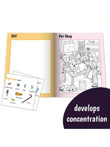 Zazumi 1PC Brain Teaser Quiet Book Find And Color Activity Sensory Learning Toy Educational Puzzle Games For Focus And Early Development - Multicolor - View 5