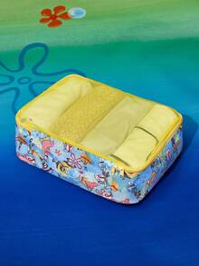 SpongeBob SquarePants | SHEIN 1pc/1set Cute Cartoon Print Polyester Travel Storage Bag, Mesh Surface, Categorized Storage, Multiple Sizes Available, Suitable For Various Bag Sizes, Great For Short Trips, Long Trips, Daily Home Organization, Suitable For Boys, Girls, Men, Women And Students