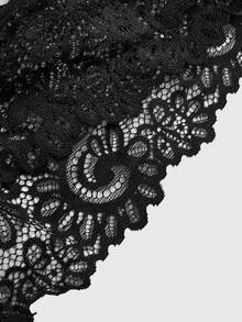 ROMWE Avant Plus Size Sexy Chain Metal Lace Sheer Panties - Black - View 4