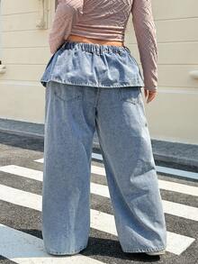 Rivivi Plus Size Casual Slimming Straight Leg Denim Jeans