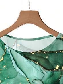 EMERY ROSE Elegant Marble Texture Print Plus Size 2 Pieces Set, Suitable For Party,Flower/Spring/Summer/Vacation - Multicolor - View 6