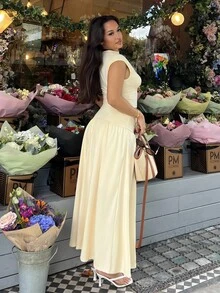 NegzBox Bộ trang phục hai mảnh màu vàng bơ dành cho nữ mặc hàng ngày, Bộ 2 món dành cho nữ, Bộ mùa hè, Phong cách Boho, Kỳ nghỉ, Bãi biển, Bộ, Trang phục ăn trưa dành cho nữ, Phong cách cổ tích, Thanh lịch, Thường ngày - Màu vàng - Xem 4