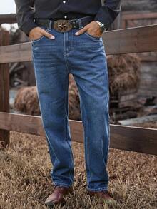 Manfinity Nomadique 男士复古西部牛仔风格宽松直筒牛仔裤