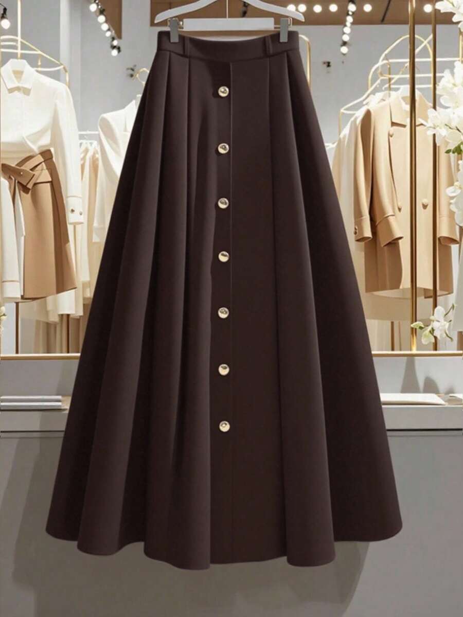 Franclia 简约浪漫优雅风法式休闲百搭女裙白色毕业裙夏季服装 - 鏽棕色 - 查看 1