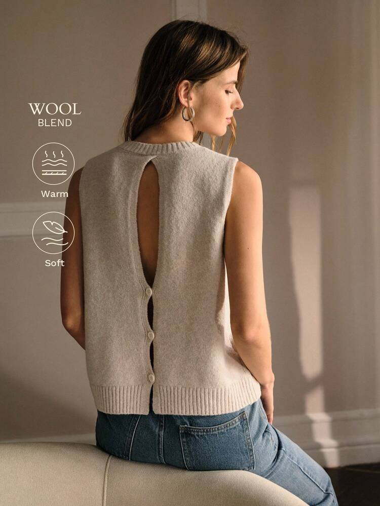 FAUX PEARL DETAIL KNIT TOP KNIT PULLOVER FALL WINTER