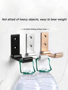 3pcs Folding Hooks Wall Door Clothes Coat Hat Bags Hangers Aluminum Alloy Kitchen Bathroom Rustproof Towel Hooks Foldable Single Hook Bedroom Decor - Multicolor - View 6