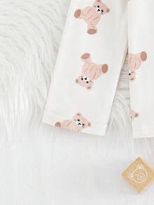 Cozy Pixies 2 pièces Ensemble pyjama bébé garçon avec cardigan en tricot à col rabattu motif ours de bande dessinée et pantalon large à taille élastique