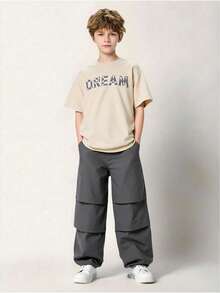SHEIN Vacaura 青少年男孩字母印花短袖T恤和裤子两件套 - 彩色 - 查看 4