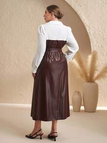 SHEIN Clasi Váy thường ngày chắp vá màu khối cỡ lớn - Nhiều màu - Xem 3