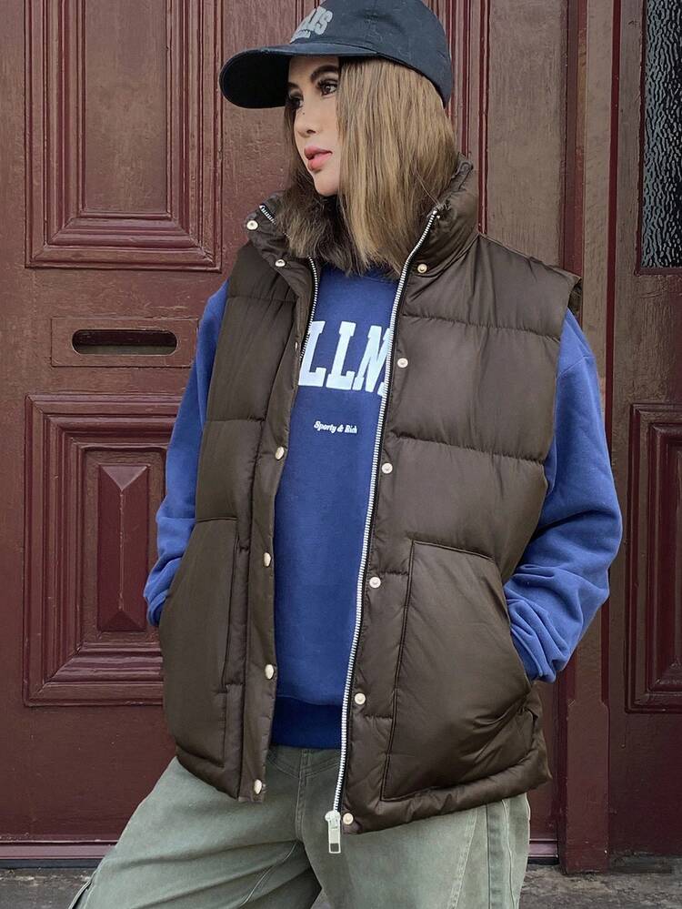 Stand Collar Thick Warm Vest Jacket Vest Women Coats
