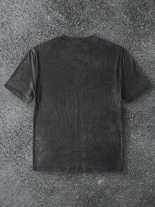 Transformers X SHEIN 男式字母与机器人图案圆领短袖T恤 - 黑色 - 查看 2