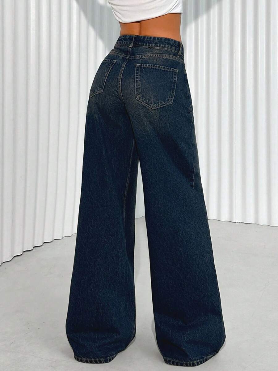 EURMUSE JEANS FEMME TAILLE BASSE JAMBE LARGE