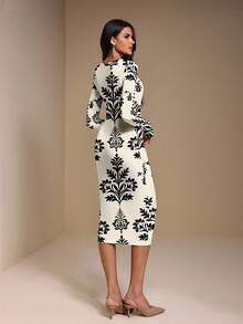 Shutterstock Glamance Robe décontractée élégante mi-longue pour femmes, convenant pour le travail, les sorties, les fêtes, l'automne/l'hiver. Nouvelle collection de vêtements chics et élégants avec manches longues pour le Nouvel An