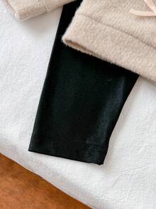 SHEIN Baby Girl Infant Toddler Newborn 0-3 Years Old Autumn/Winter Fashion Knitted Fuzzy Ribbed Bow Cardigan Jacket + Leggings Pants 2-Piece Outfit Set Fall