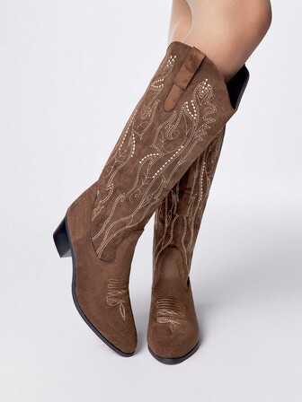 Kawaii Damen Braune Cut Out Design Schmetterling Flügel Bestickte Western Stiefel, Neue Frühling/Herbst Leder Overknee Stiefel