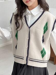 DAZY Tween Girls Knitted Sweater Vest - Apricot - View 8