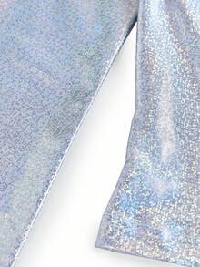 Y2Kool Camiseta de manga larga con cuello redondo y lentejuelas metálicas para mujer, adecuada para fiestas, Halloween, vacaciones y eventos nocturnos. Camiseta plateada de manga larga, top metálico para mujer, top brillante, camisa plateada, idea de combinación de invierno, top con lentejuelas, colección de ropa de estilo, atuendos de Año Nuevo