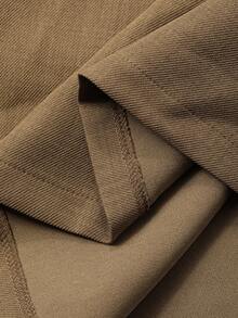 DAZY Women's Solid Color Loose Lapel Shoulder Strap Belt Cuff Double-Breasted Outdoor Jacket & A-Line Skirt Casual Street Suit, 2-Piece Set, Autumn/Winter