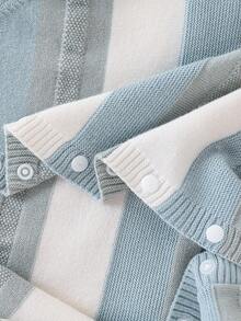 SHEIN 女婴条纹针织连体裤，时尚可爱百搭毛衣 - 彩色 - 查看 8