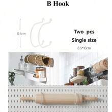 畅销家居用品，Basic Living 1 件壁挂式无钻孔塑料钉板，多种组合套件配件，多功能储物钉板配有各种储物盒和金属挂钩，适用于车库工作台/家庭厨房整理和储物/办公室/工艺室/浴室（28*28 厘米） - 白色 - 查看 16