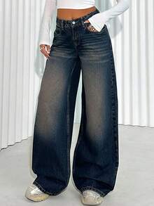 EURMUSE JEANS FEMME TAILLE BASSE JAMBE LARGE