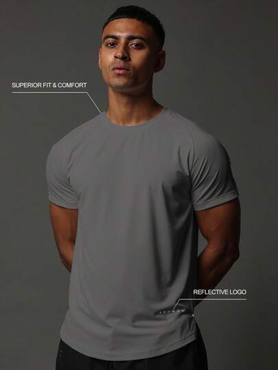 SUMWON 优质性能训练 T 恤运动健身上衣吸湿排汗健身房锻炼健身跑步运动服装反光细节透气舒适