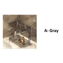 SHEIN 1 件高档浴室梳妆台化妆品香水收纳架梳妆台双层储物架家用护肤品收纳盒简约透明收纳盒 - 彩色 - 查看 16