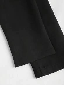 Sweetra Áo khoác mỏng thanh lịch cổ chữ V tay dài, cài nút đơn dành cho nữ, mùa thu - màu đen - Xem 6