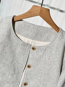 Franclia Women's Casual Fashion Loose Fit Round Neck Regular Jacket, Versatile & Minimalist, Autumn/Winter Fall Cloth For Women