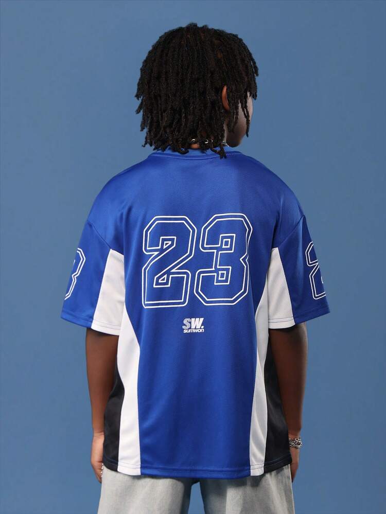 Color Block Jersey T-Shirt With Number 23 Print