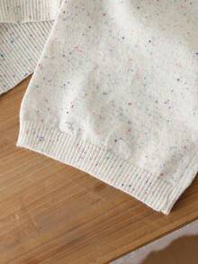 SHEIN 2 件套年轻女孩时尚特种纱线针织毛衣上衣和宽松裤子套装，秋冬 - 白色 - 查看 9