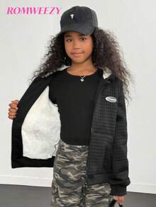 Tween Girl Casual Thermal Lined Hooded Jacket, Autumn/Winter Fall - Multicolor - View 7