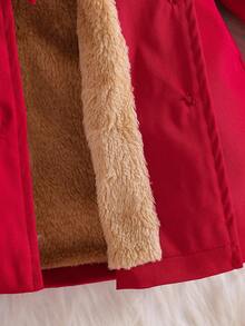 SHEIN Baby Girls' Faux Fur Collar Bow Decor Trench Coat, Autumn/Winter Fall - Multicolor - View 4