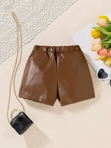 SHEIN 女婴两款时尚简约复古短裤和橡胶短裤，适合所有季节穿着。时尚百搭的短裤，适合婴儿和女婴日常穿着。 - 彩色 - 查看 2