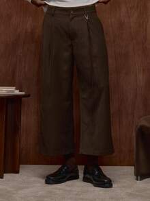 Musero Quần ống rộng lửng có chi tiết khóa cài, kiểu dáng thu đông/xuân hè. - màu nâu - Xem 2