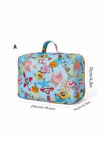 SpongeBob SquarePants | SHEIN 1pc/1set Cute Cartoon Print Polyester Travel Storage Bag, Mesh Surface, Categorized Storage, Multiple Sizes Available, Suitable For Various Bag Sizes, Great For Short Trips, Long Trips, Daily Home Organization, Suitable For Boys, Girls, Men, Women And Students