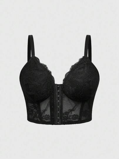 ROMWE Avant Sujetador lencero con cierre delantero, acolchado y sin alambres, talla grande