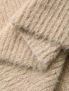 Livesso 女士V领宽松上衣和裙子针织两件套，秋季 - 杏色 - 查看 6