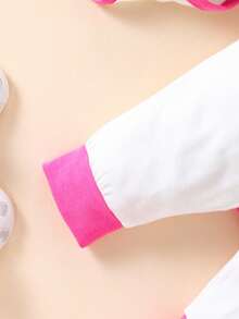 SHEIN 新生兒女寶男寶恐龍條紋印花連身褲套裝