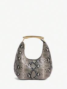 Maija Borsa a mano con cerniera e stampa pelle di serpente, adatta per uscite, stile di moda da strada per donne