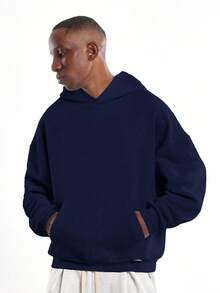 SUMWON Oversized Skeleton Rib Cage Hoodie With Contrast Sleeves , Street Style,INS Hot Selling Style,Perfect Comfortable And Thick Fabric , Ultimate Warmth - Navy Blue - View 5