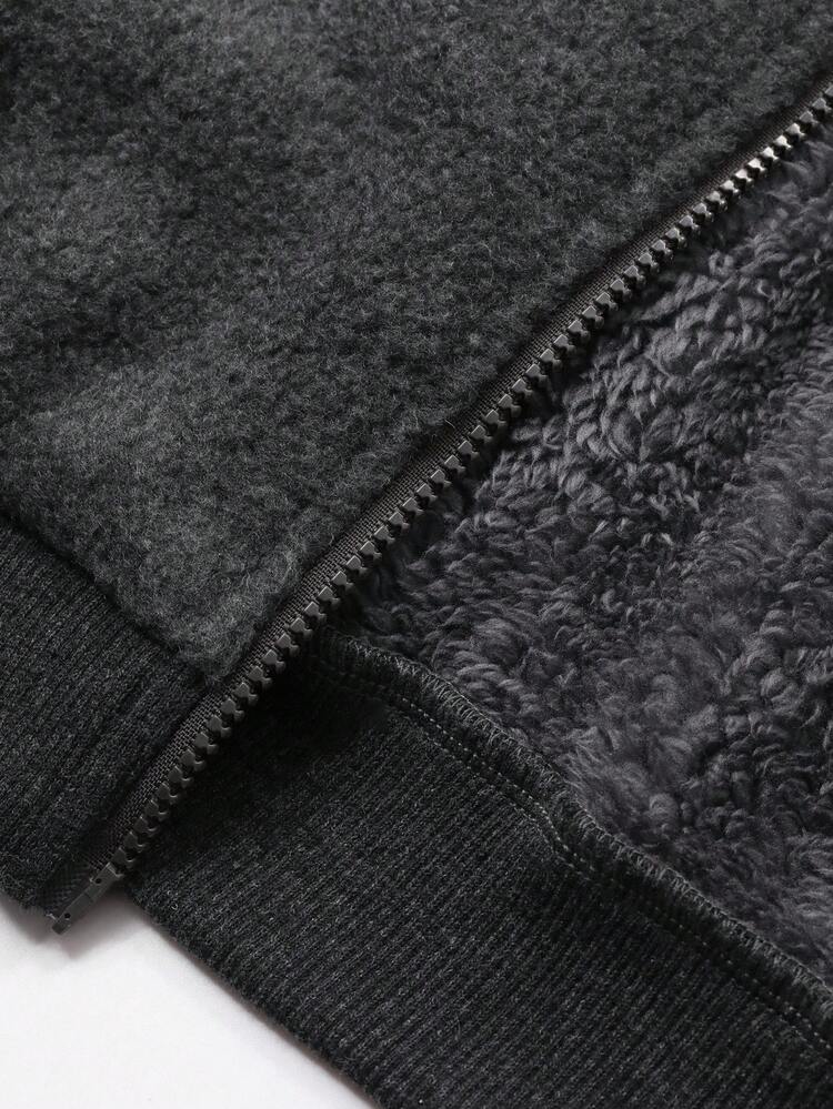 Casual Loose Versatile Zip-Up Long Sleeve Young Boys Jackets Thermal Lined,Winter
