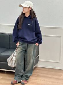 Dazy Kids 女童连帽印花保暖衬里运动衫，秋季